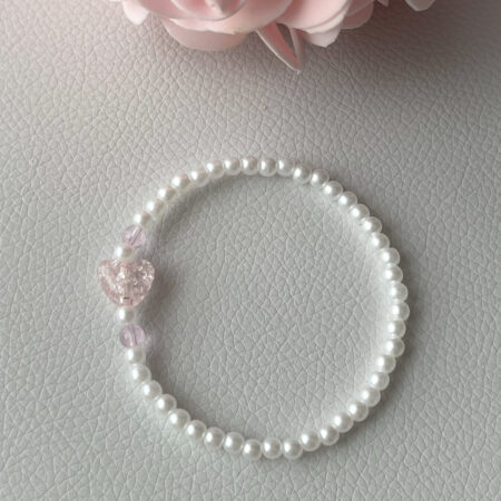 Crackle Pink Heart Bracelet