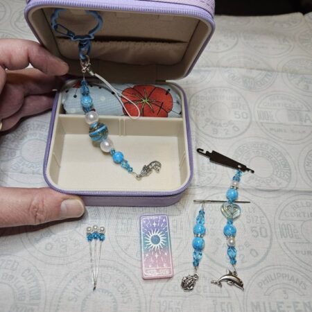 Embroidery Box - Blue & Mauve Sealife