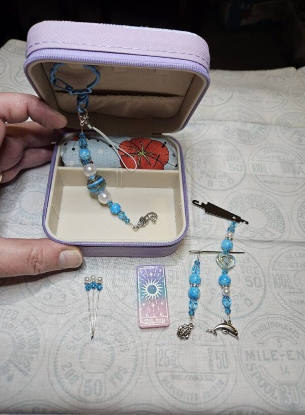 Embroidery Box - Blue & Mauve Sealife
