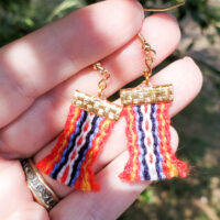 100 percent alpaca wool metis sash dangle earrings