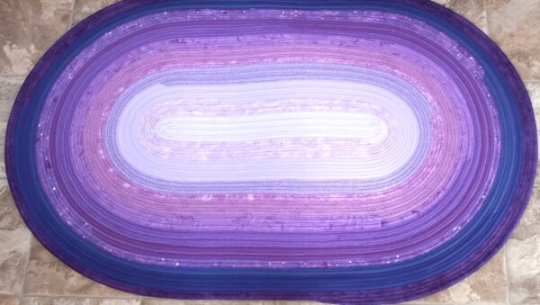Hand Crafted Oval Jelly Roll Rug Large 30" x 47" Purples