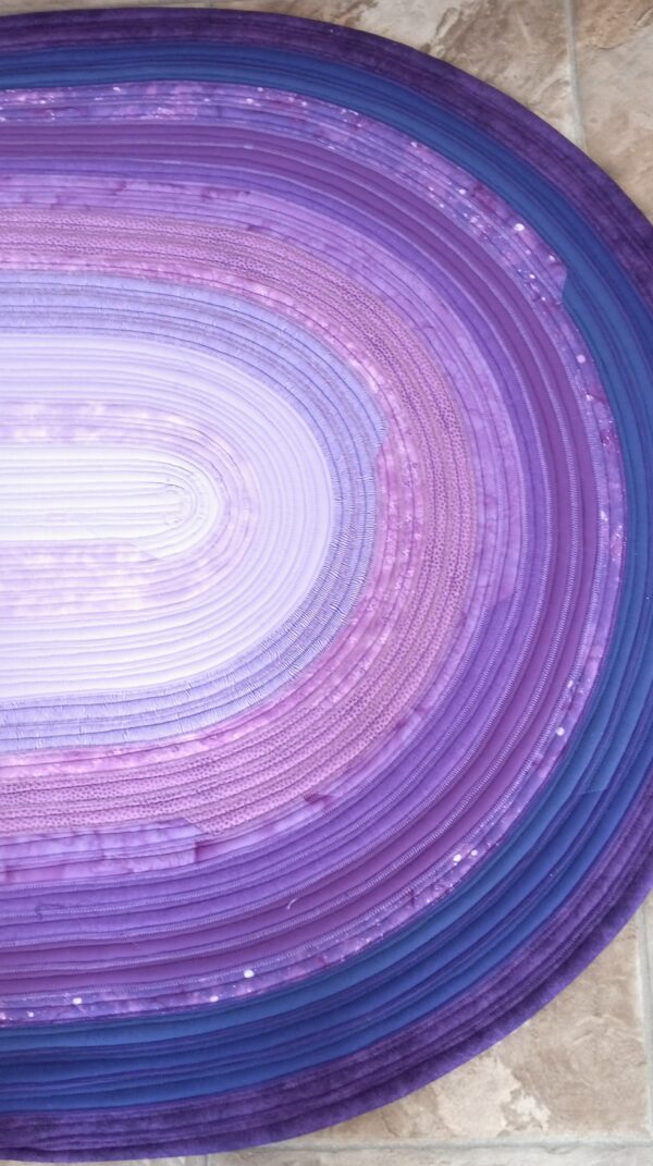 Hand Crafted Oval Jelly Roll Rug Large 30" x 47" Purples
