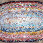 Hand Crafted Oval Jelly Roll Rug Multi Color Floral 23" x 38"