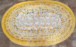 Hand Crafted Oval Jelly Roll Rug Yellows 25" x 38"