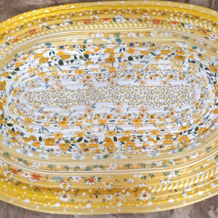 Hand Crafted Oval Jelly Roll Rug Yellows 25" x 38"