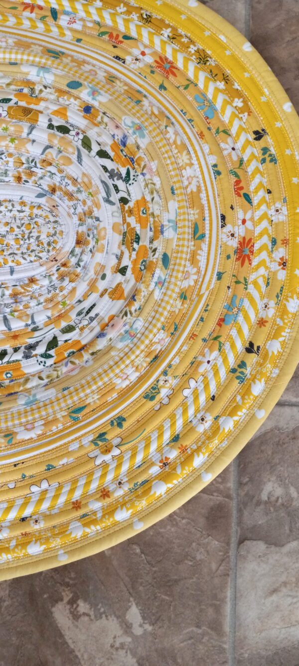 Hand Crafted Oval Jelly Roll Rug Yellows 25" x 38"