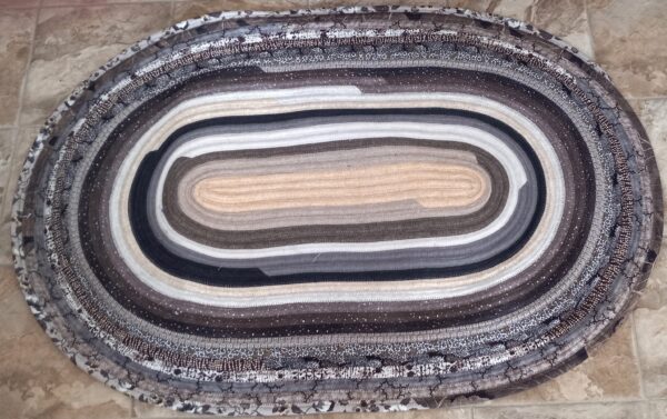 Hand Crafted Jelly Roll Rug Neutral Colors 28.5" by 42"