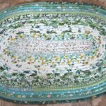 Hand Crafted Jelly Roll Rug Greens 26.5 by 39 inches