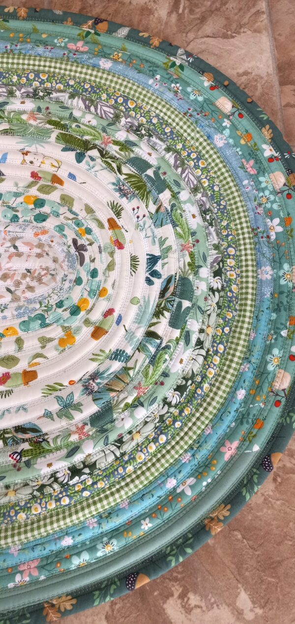 Hand Crafted Jelly Roll Rug Greens 26.5 by 39 inches
