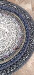 Hand Crafted Jelly Roll Rug Black & White with hint of Gold & Brown 26" by 40"