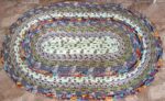 Hand Crafted Oval Jelly Roll Rug 28" x 43" Greens
