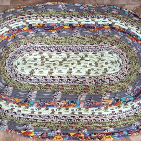Hand Crafted Oval Jelly Roll Rug 28" x 43" Greens