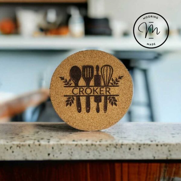 Personalized Kitchen Utensil Cork Pot Holder Trivet