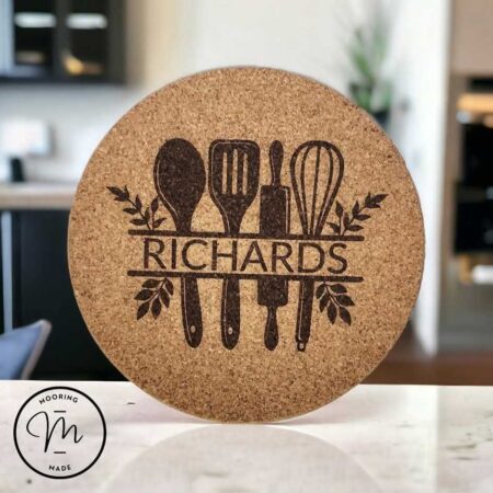 Personalized Kitchen Utensil Cork Pot Holder Trivet