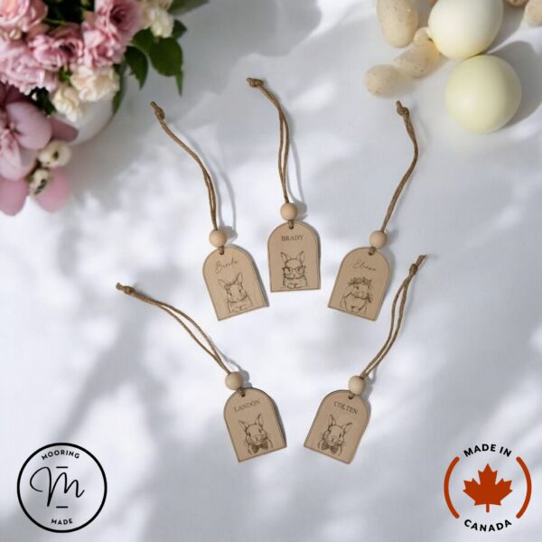 Personalized Wooden Easter Gift Tag Easter Bunny Basket Tag