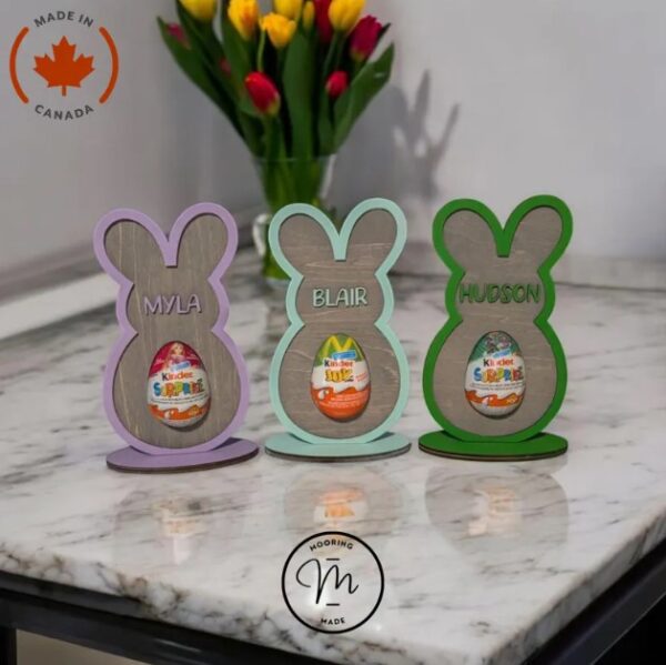 Personalized Easter Chocolate Egg Holder Bunnies Easter Gift Idea