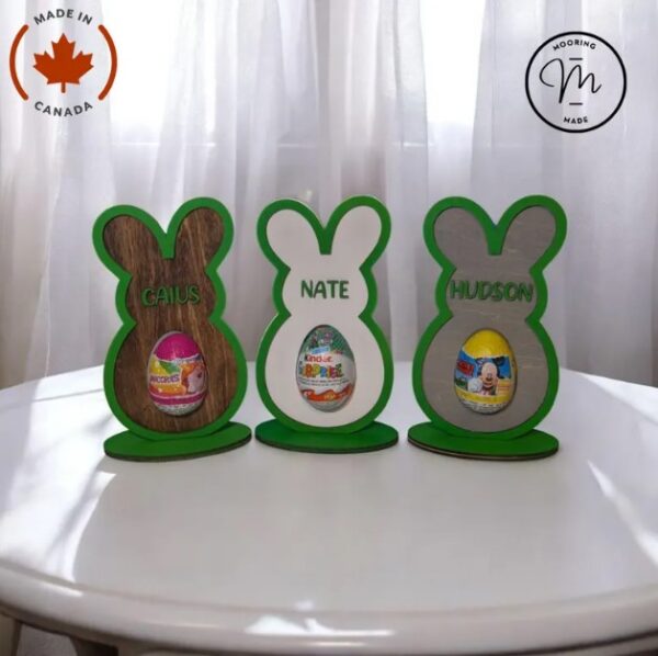 Personalized Easter Chocolate Egg Holder Bunnies Easter Gift Idea