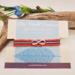 Handmade Metis Sash Bracelet with Silver Infinity Symbol - Adjustable Alpaca Wool, Red Aboriginal Design