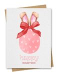 Watercolour Egg with Bunny Ears Easter Greeting Card