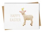 Adorable Watercolour lamb with chick friend Easter card