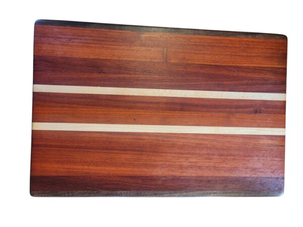 Custom Handmade Paduk, maple, and walnut 18x12 cutting board