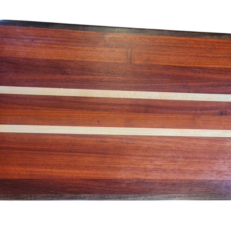 Custom Handmade Paduk, maple, and walnut 18x12 cutting board