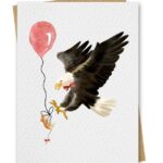 Eagle and Mouse With Red Balloon Birthday Card