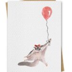 Red Balloon Sugar Glider Birthday Card
