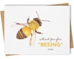 Thank you greeting card with a delightful watercolour bee