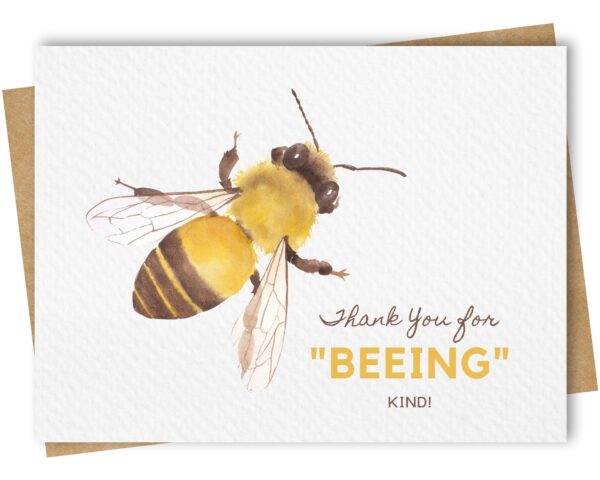 Thank you greeting card with a delightful watercolour bee
