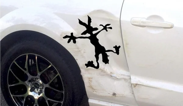 Wile E Coyote Splat Vinyl Sticker Decal For Car or Window Great for Dents