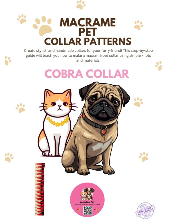 Pet Collar Macrame DIY Pattern - Cobra Pattern - Digital Download
