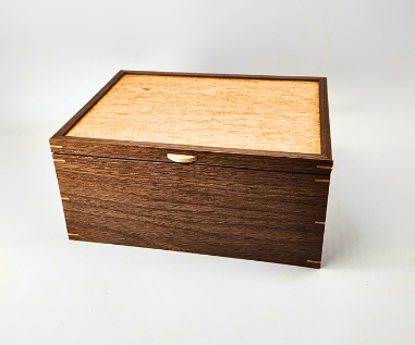 Large Walnut and Birdseye Maple Keepsake Box 13"L x 10"W x 6"H