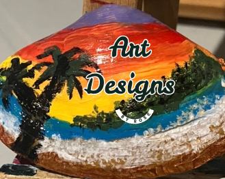 Hand-painted Seashell Two Palm Trees (Small 1.5" x 3", Medium, and Large)