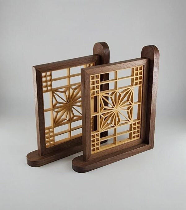 Walnut Kumiko Bookends