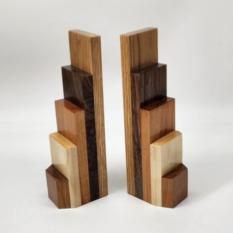 Stepped Wood Bookends