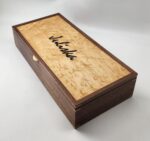 Personalized Large Walnut and Birdseye Maple Veneered Lid with 3 compartments 17"L x 8W x 3.5H