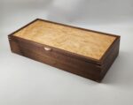 Personalized Large Walnut and Birdseye Maple Veneered Lid with 3 compartments 17"L x 8W x 3.5H