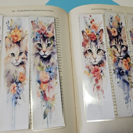 Set of 6 Water Colour Floral Cats Bookmarks for book lovers