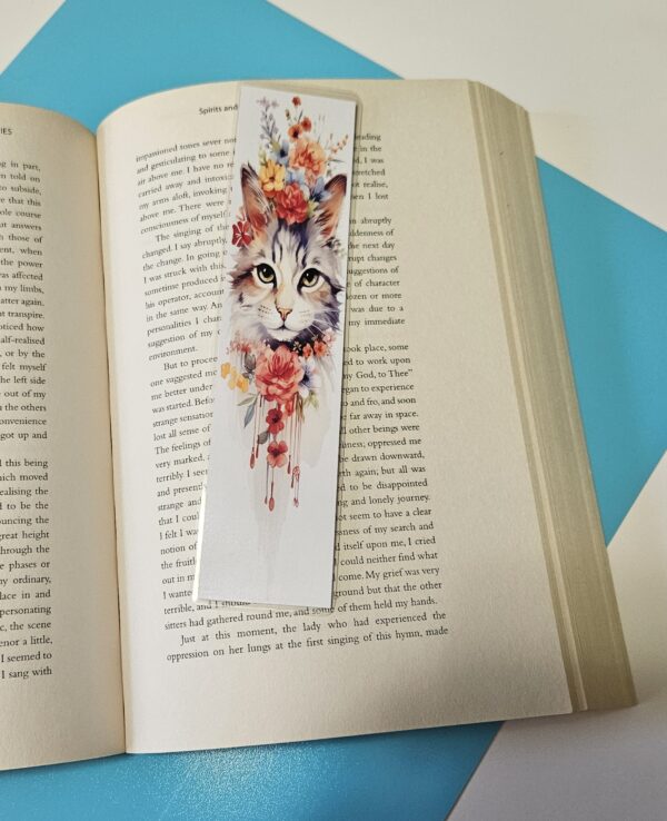 Set of 6 Water Colour Floral Cats Bookmarks for book lovers