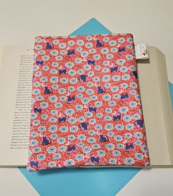 Pink, Floral Cats and Moon Book Sleeve for book lovers