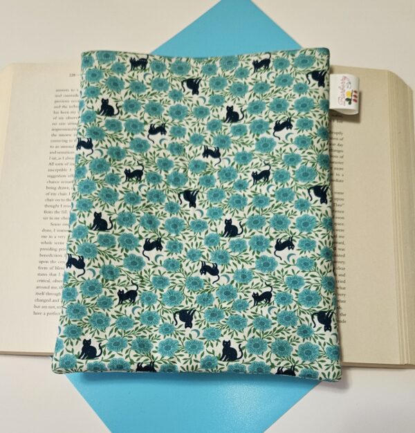 Blue, Floral Cats and Moon Book Sleeve for book lovers