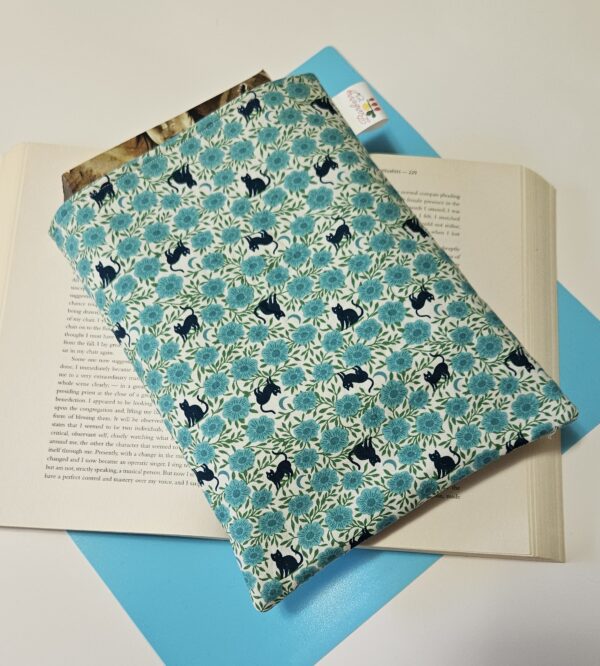 Blue, Floral Cats and Moon Book Sleeve for book lovers