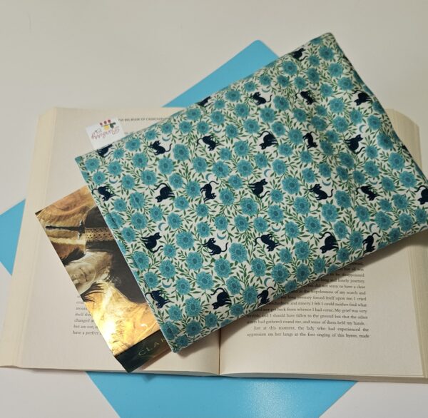 Blue, Floral Cats and Moon Book Sleeve for book lovers