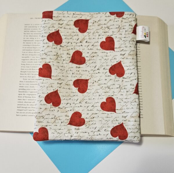 Romantic Hearts and Letter Book Sleeve for book lovers