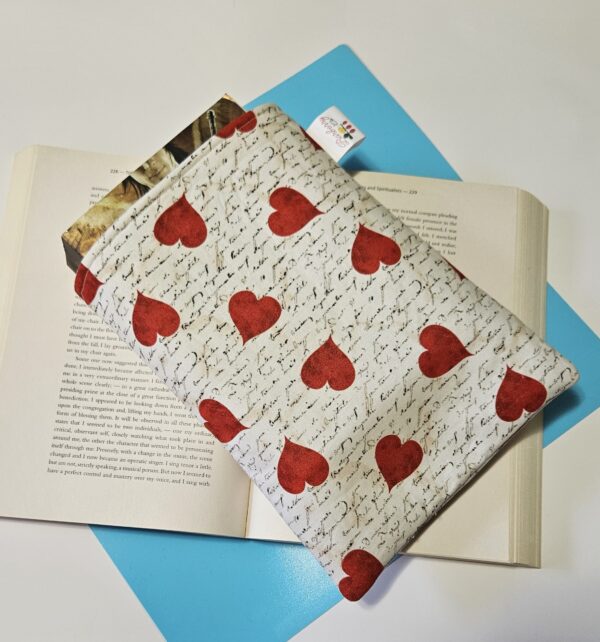 Romantic Hearts and Letter Book Sleeve for book lovers