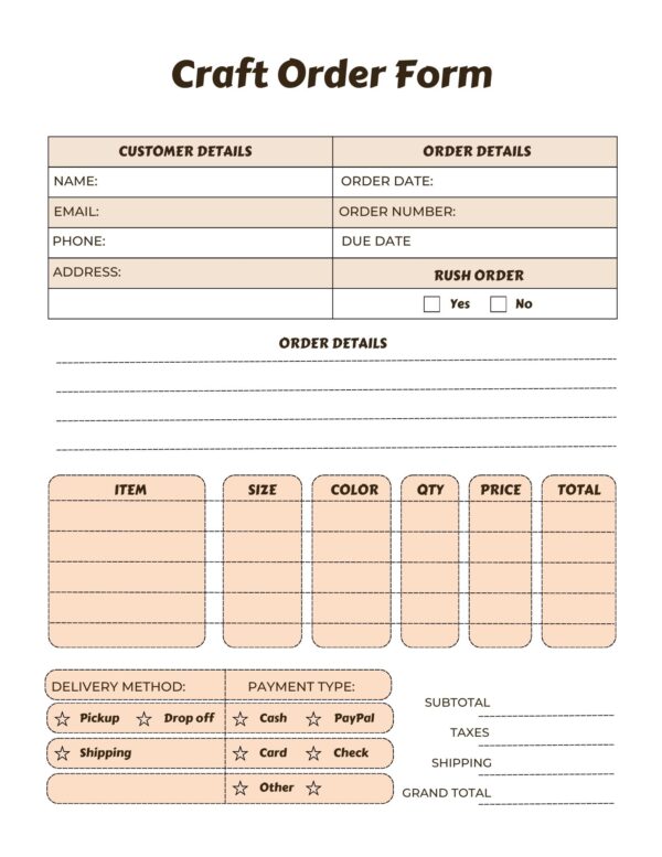Craft Business Planner- Digital Download
