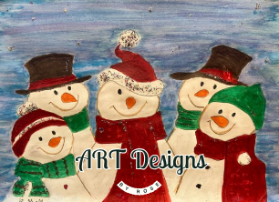 Snowmen Mixed Media Print (5"x 7" and 8"x 10")