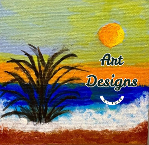 Sunset Bush, 4 x 4 Mini Original Acrylic Painting