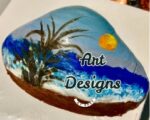Hand-painted Seashell of a Beach Scene (Small 1.5" x 3", Medium, and Large)